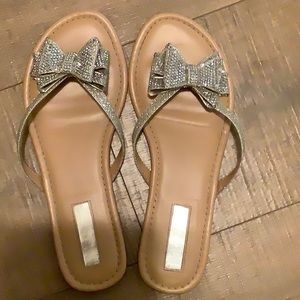 INC. Rhinestone Flipflops 7.5